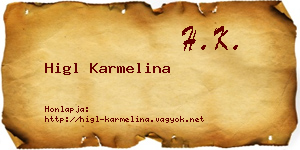 Higl Karmelina névjegykártya